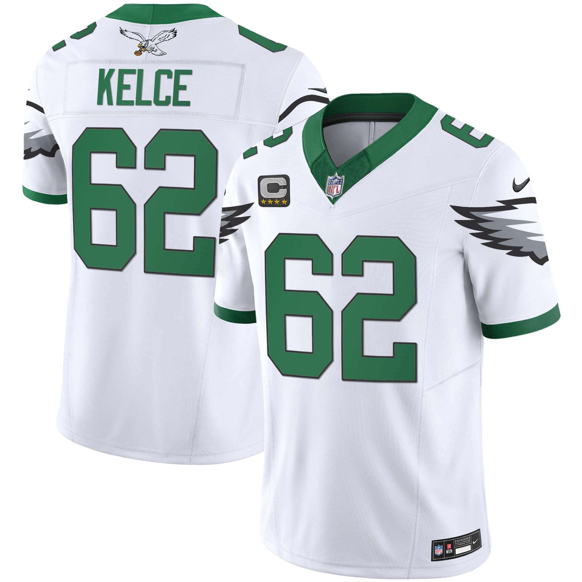 Men Philadelphia Eagles 62 Kelce White 2024 Nike Vapor Limited NFL Jersey